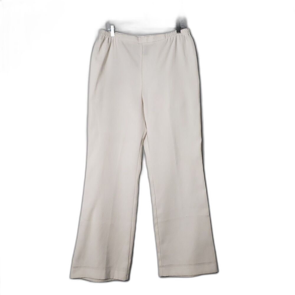 White Wide Leg Polyester Slacks Pants Womens Size 12